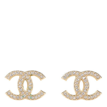 Chanel Crystal CC Earrings Gold 1 of 5