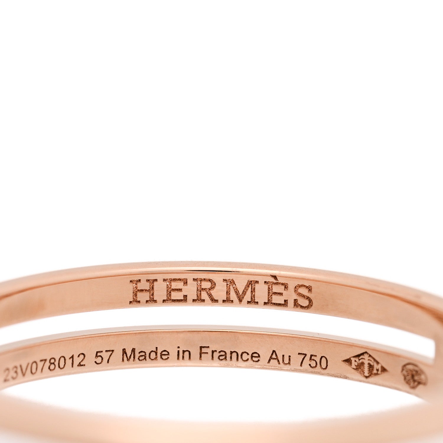 Hermes 18K Rose Gold Ariane Wedding Band Ring 57 8 4 of 5