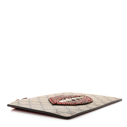 Gucci GG Supreme Monogram Merveilles Lips Zip Pouch Hibiscus Red 4 of 9