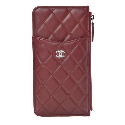 Chanel Lambskin Quilted Classic Flat Wallet Pouch Red 1 of 7