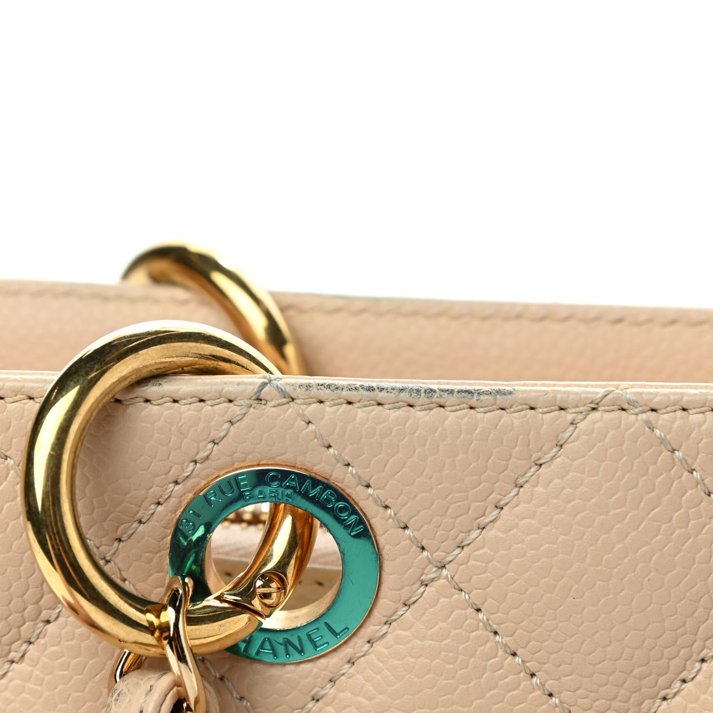 Caviar Quilted Grand Shopping Tote GST Beige