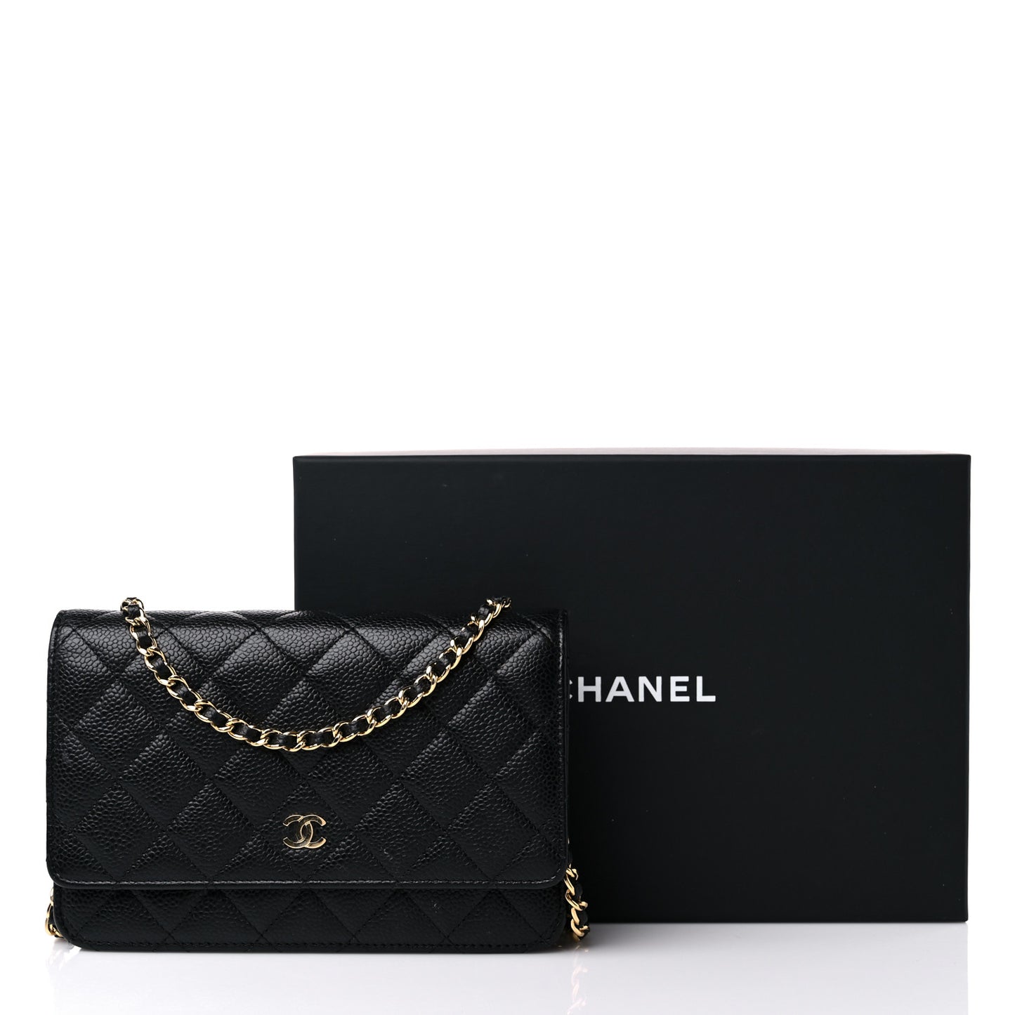 Caviar Quilted Wallet On Chain WOC Black