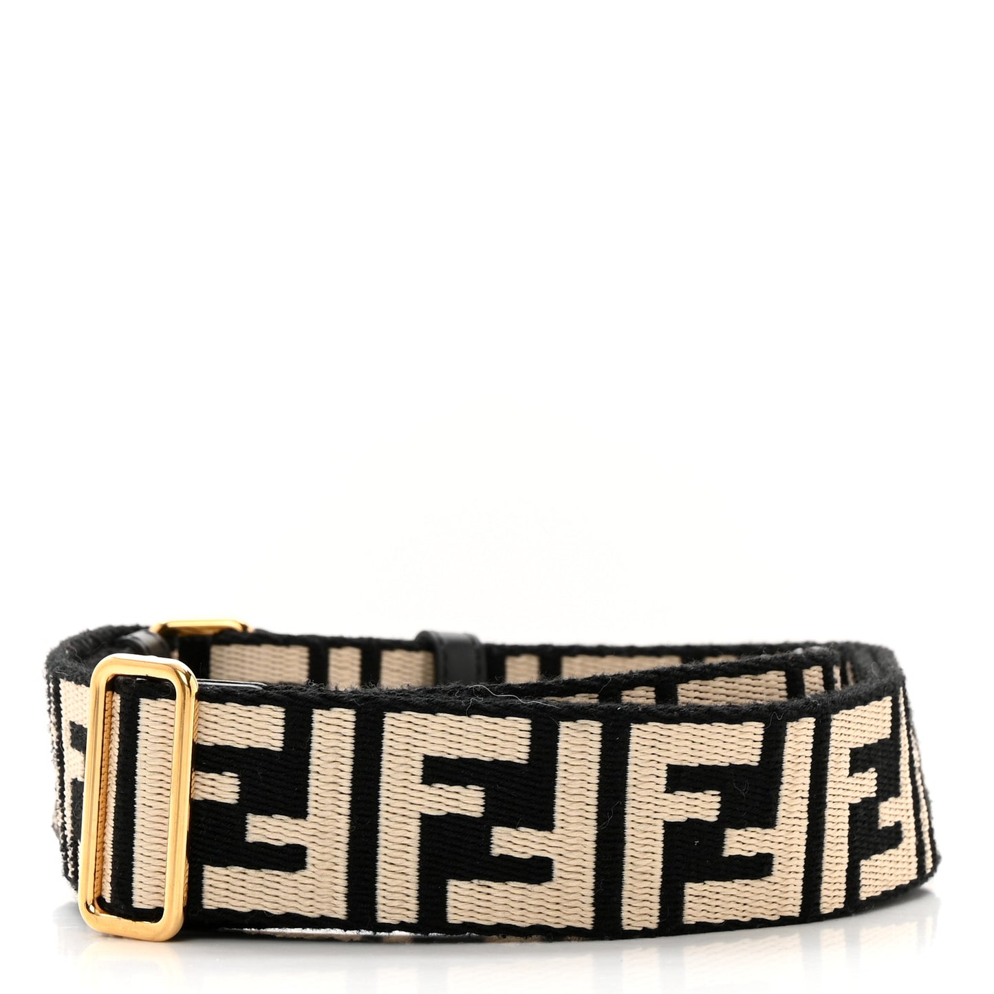 Jacquard Ribbon Vitello King FF Bi-Color Intreccio Adjustable Strap You Black White
