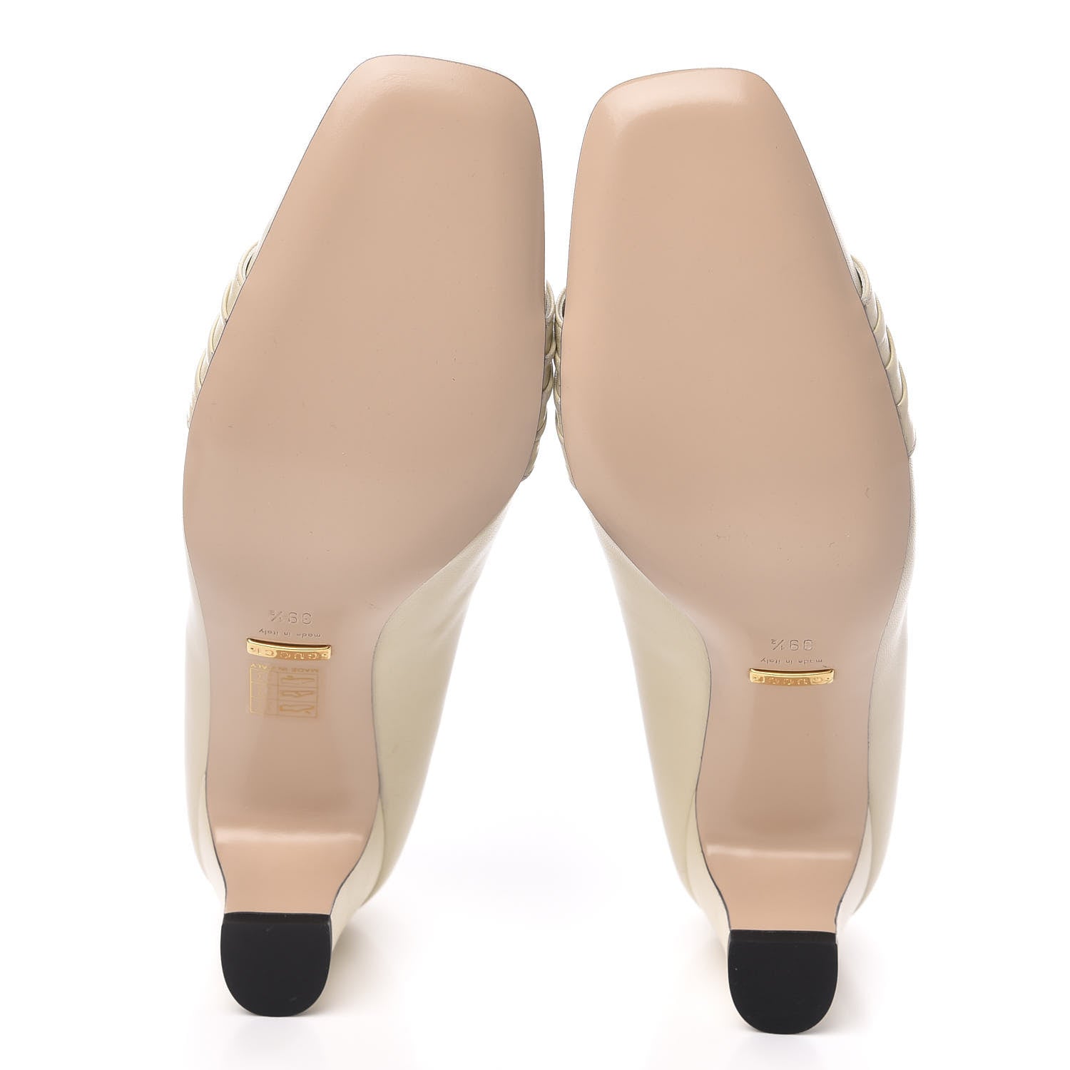 Gucci Malaga Kid Half Moon GG Square Toe Pumps 39.5 Vintage White 5 of 9