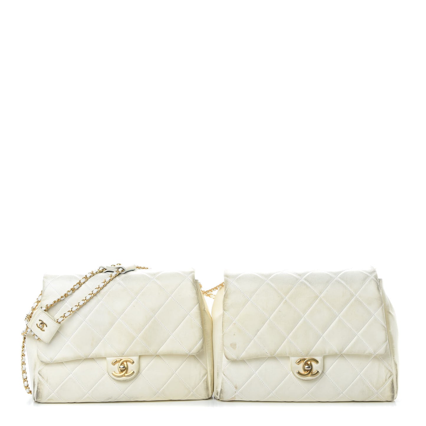 Lambskin Quilted Large Side-Packs White