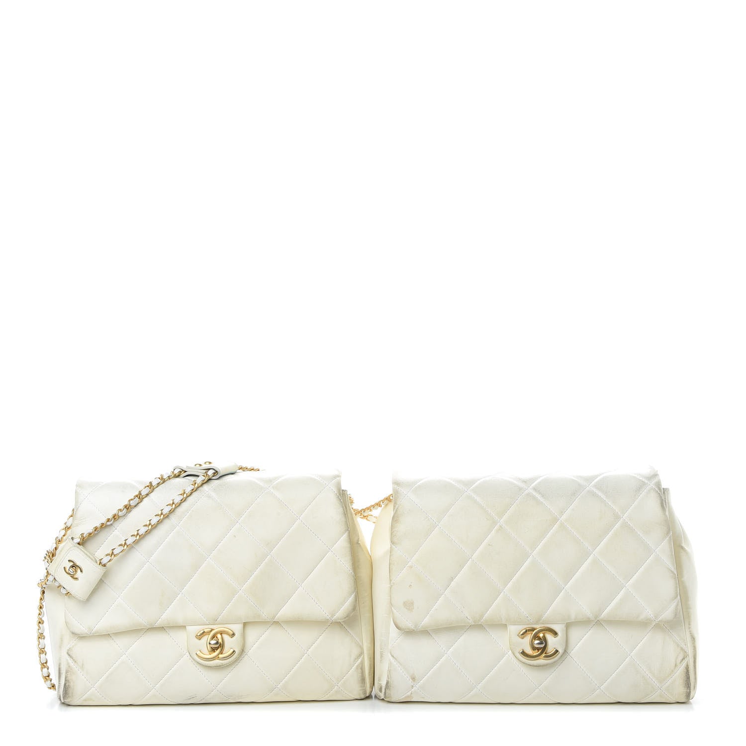 Chanel Lambskin Quilted Large Side-Packs White 1 of 28