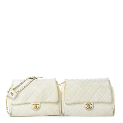 Chanel Lambskin Quilted Large Side-Packs White 1 of 28