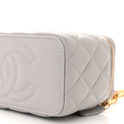 Chanel Lambskin Resin Quilted Vanity Case With Chain Grey 10 of 11