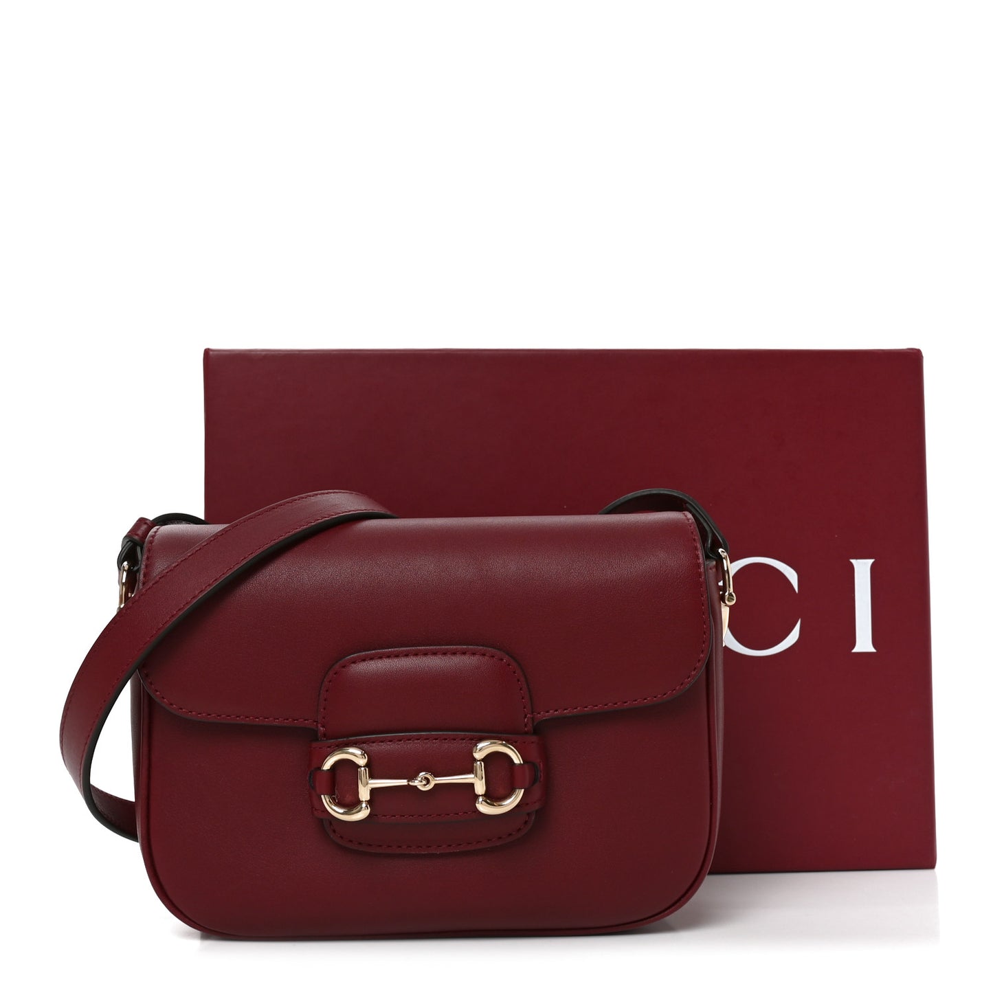 Arabella Calfskin Horsebit 1955 Shoulder Bag Rosso Ancora