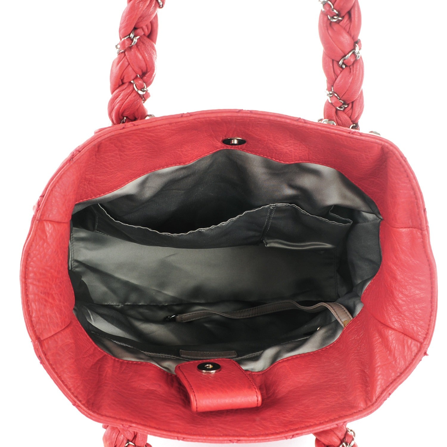 Chanel Distressed Lambskin Lady Braid Tote Red 5 of 8