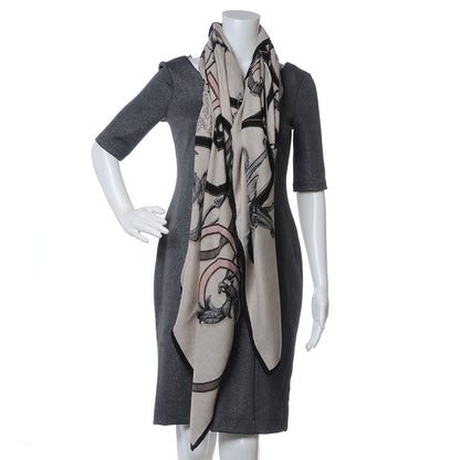 Hermes Cashmere Silk L Instruction Du Roi Shawl 140 4 of 9