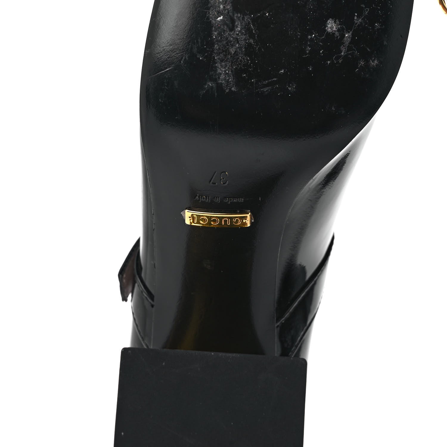 Gucci Patent Womens Horsebit Mid-Heel Mary Jane Pumps 37 Black 6 of 9