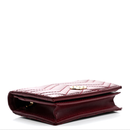 Gucci Calfskin Matelasse GG Marmont Card Case Wallet Rosso Ancora 4 of 8