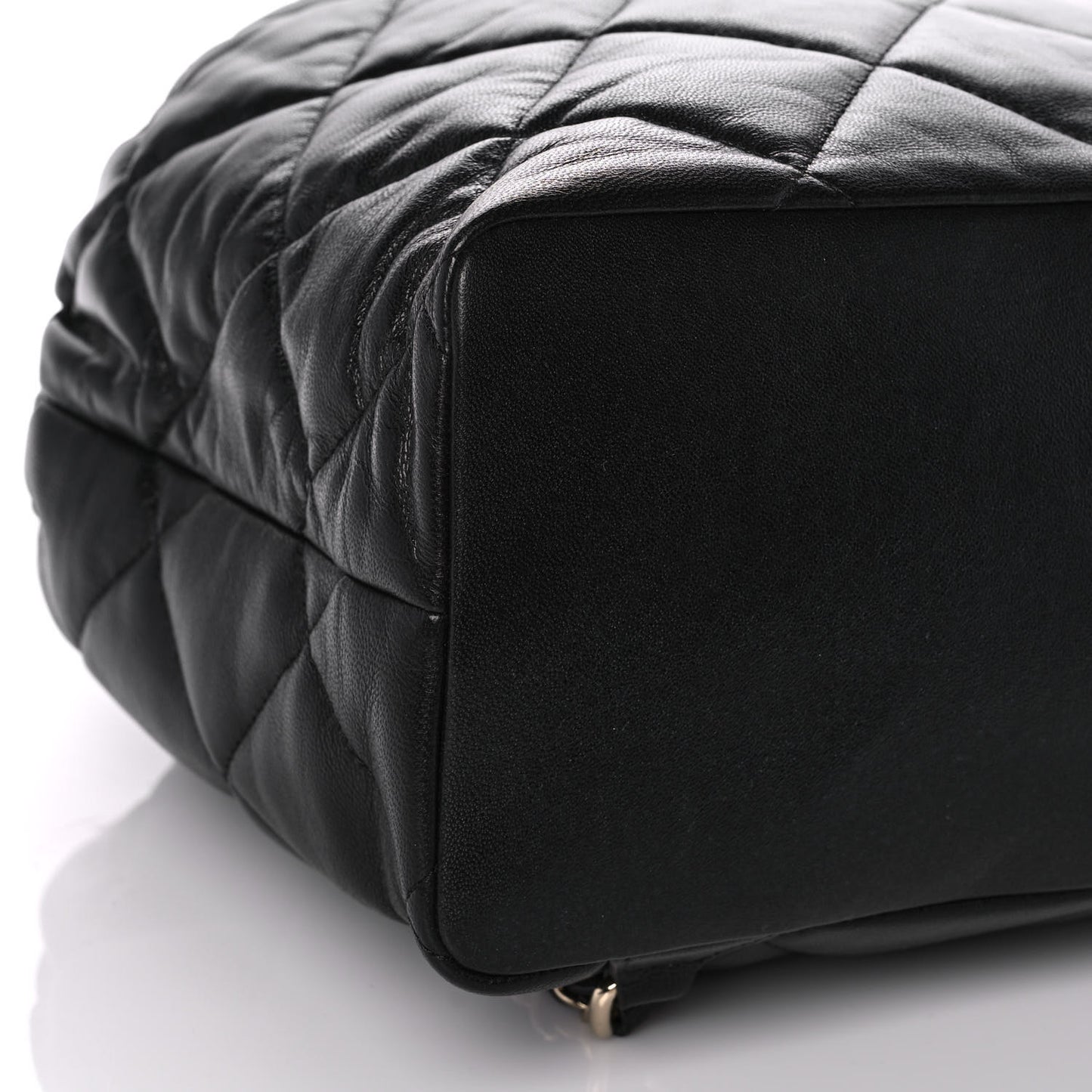 Lambskin Quilted Drawstring Backpack Black