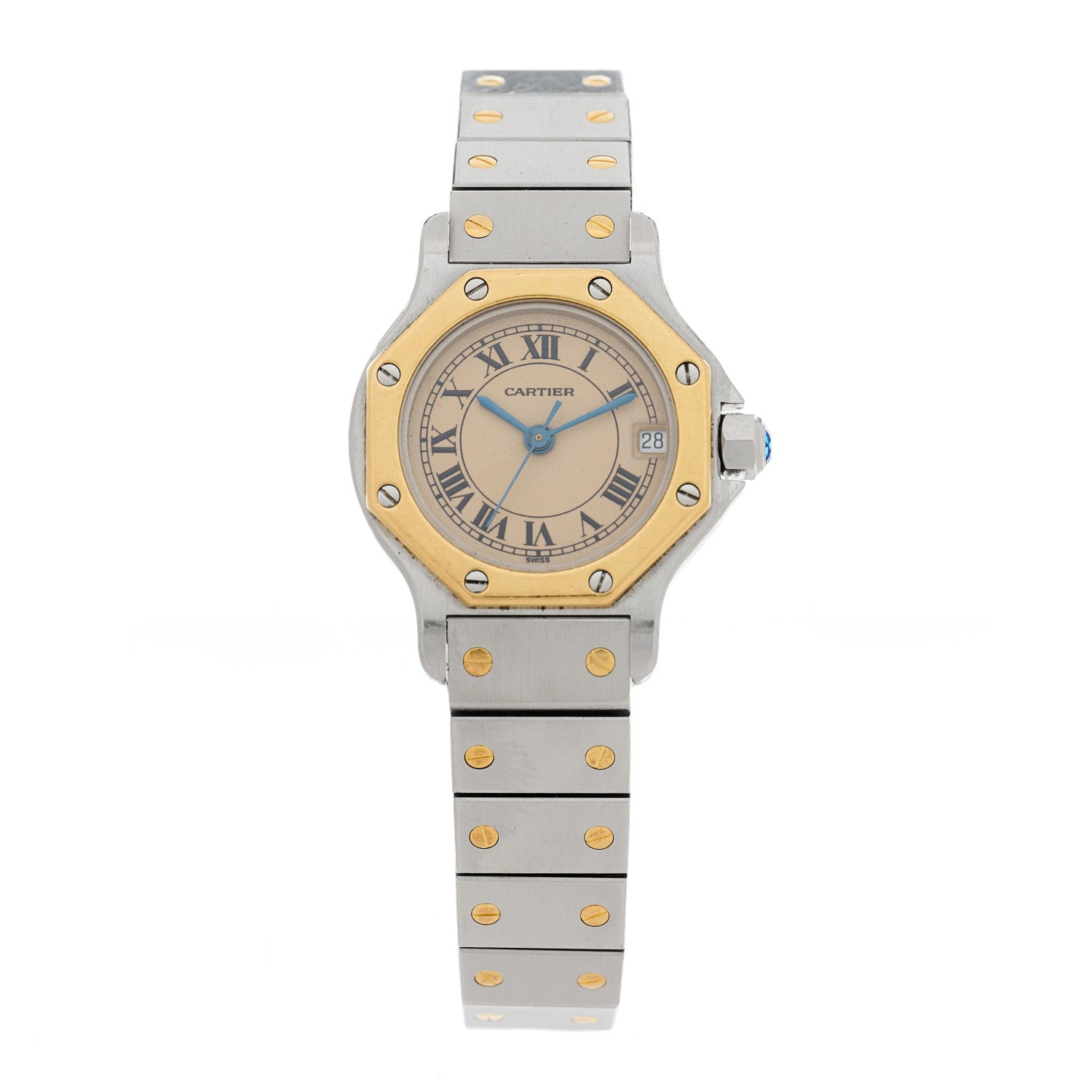 Cartier Stainless Steel 18K Yellow Gold 25mm Santos Octagon Quartz Watch 1 of 4