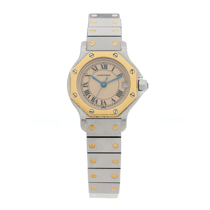 Cartier Stainless Steel 18K Yellow Gold 25mm Santos Octagon Quartz Watch 1 of 4