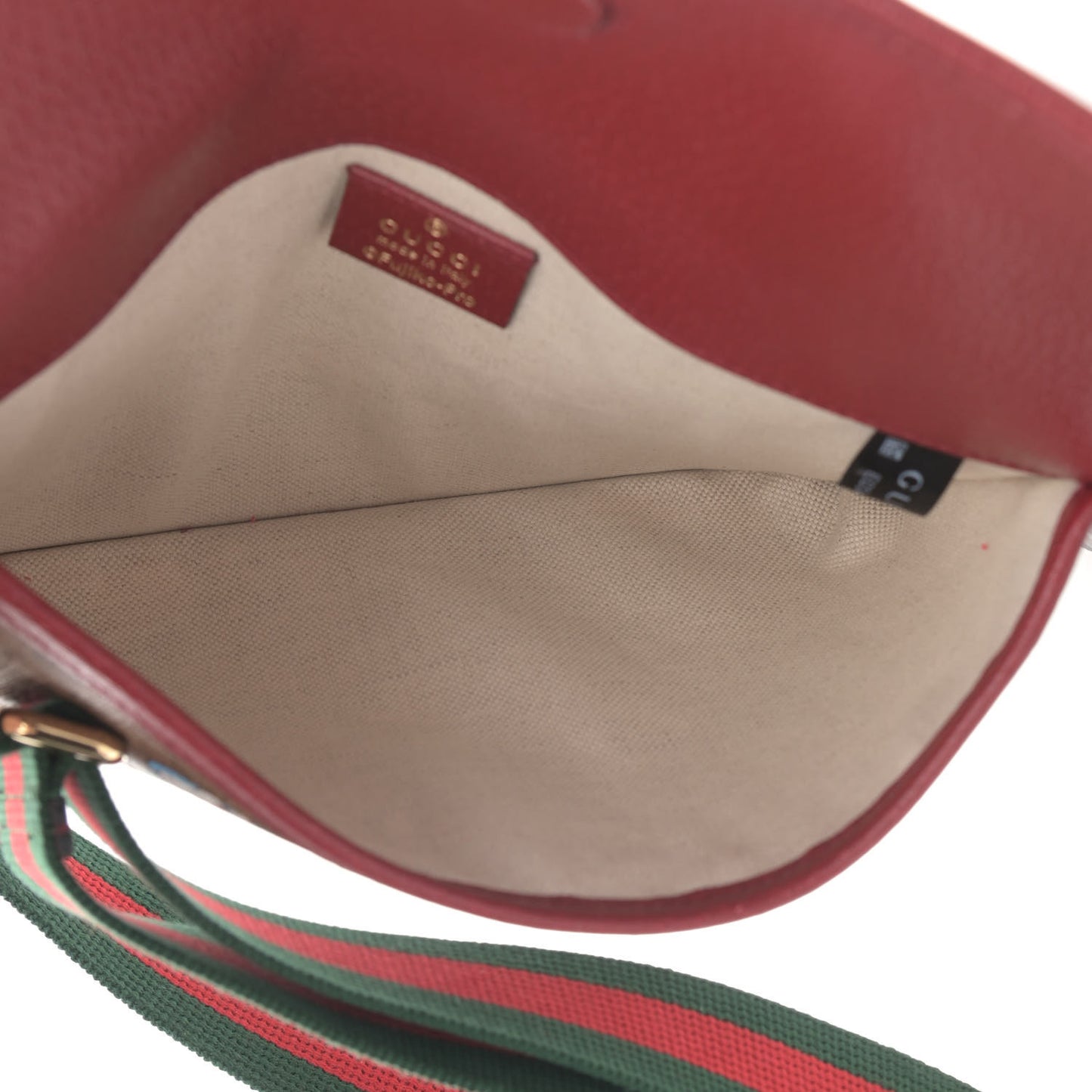 X DORAEMON Mini Vintage GG Supreme Monogram Web Slim Belt Bag Beige Cherry Red