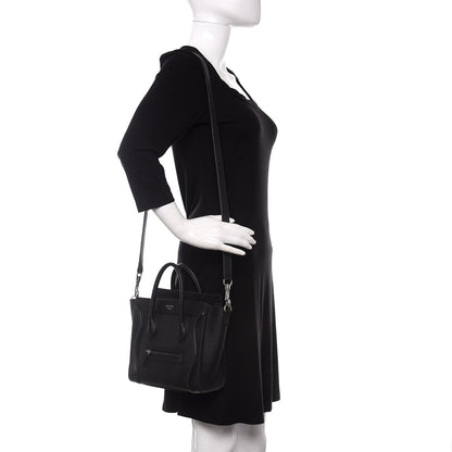 Celine Drummed Calfskin Nano Luggage Black 2 of 10