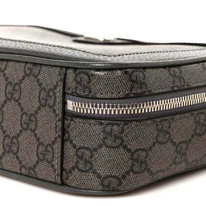 Gucci GG Supreme Monogram Textured Dollar Calfskin Small Ophidia Top Handle Shoulder Bag  Grey Black Graphite Grey 11 of 11