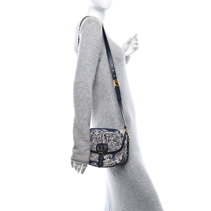 Christian Dior Canvas Toile de Jouy Reverse Embroidered Medium Bobby Flap Blue 2 of 9