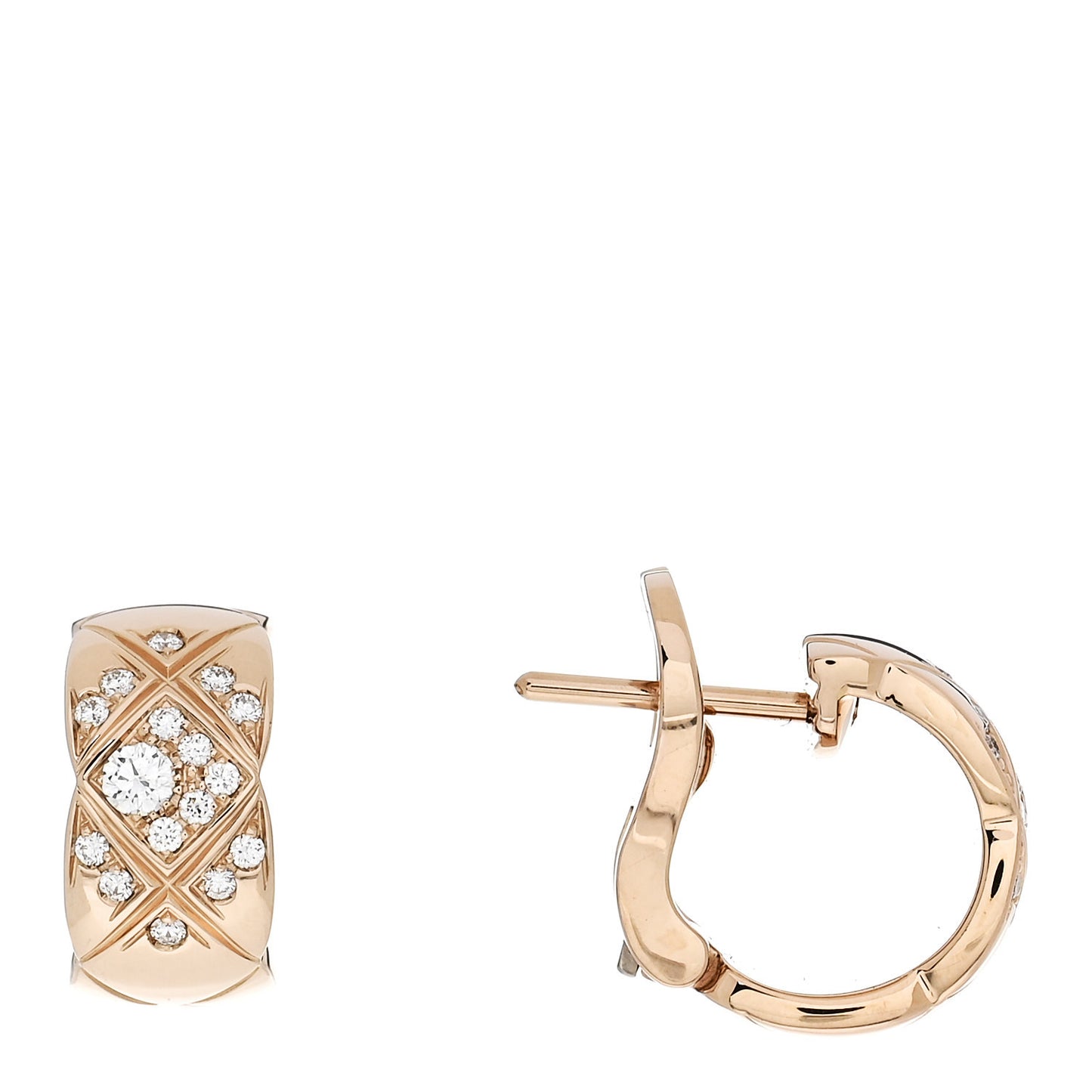 18K Beige Gold Diamond Coco Crush Hoop Earrings