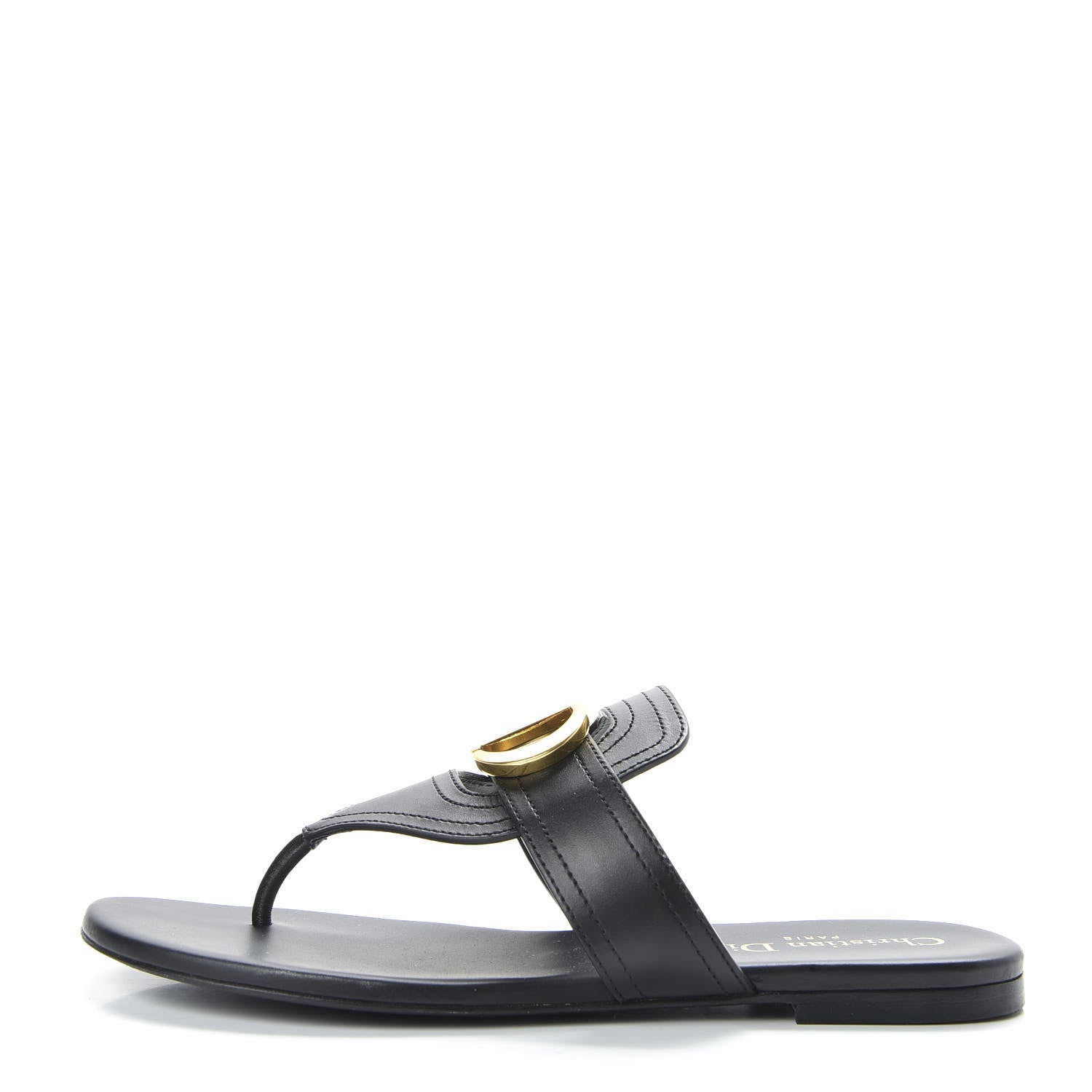 Christian Dior Calfskin 30 Montaigne Thong Sandals 36.5 Black 1 of 9