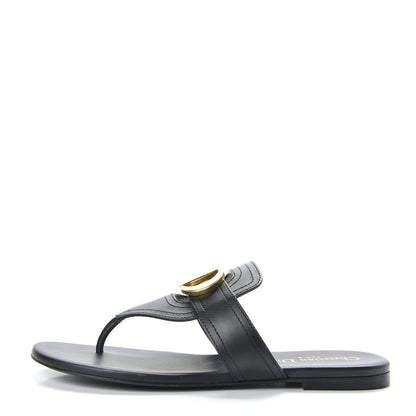 Christian Dior Calfskin 30 Montaigne Thong Sandals 36.5 Black 1 of 9