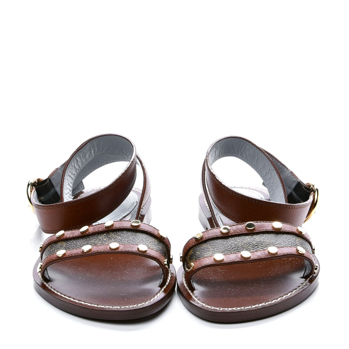 Calfskin Monogram Passenger Flat Sandals 36 Cognac