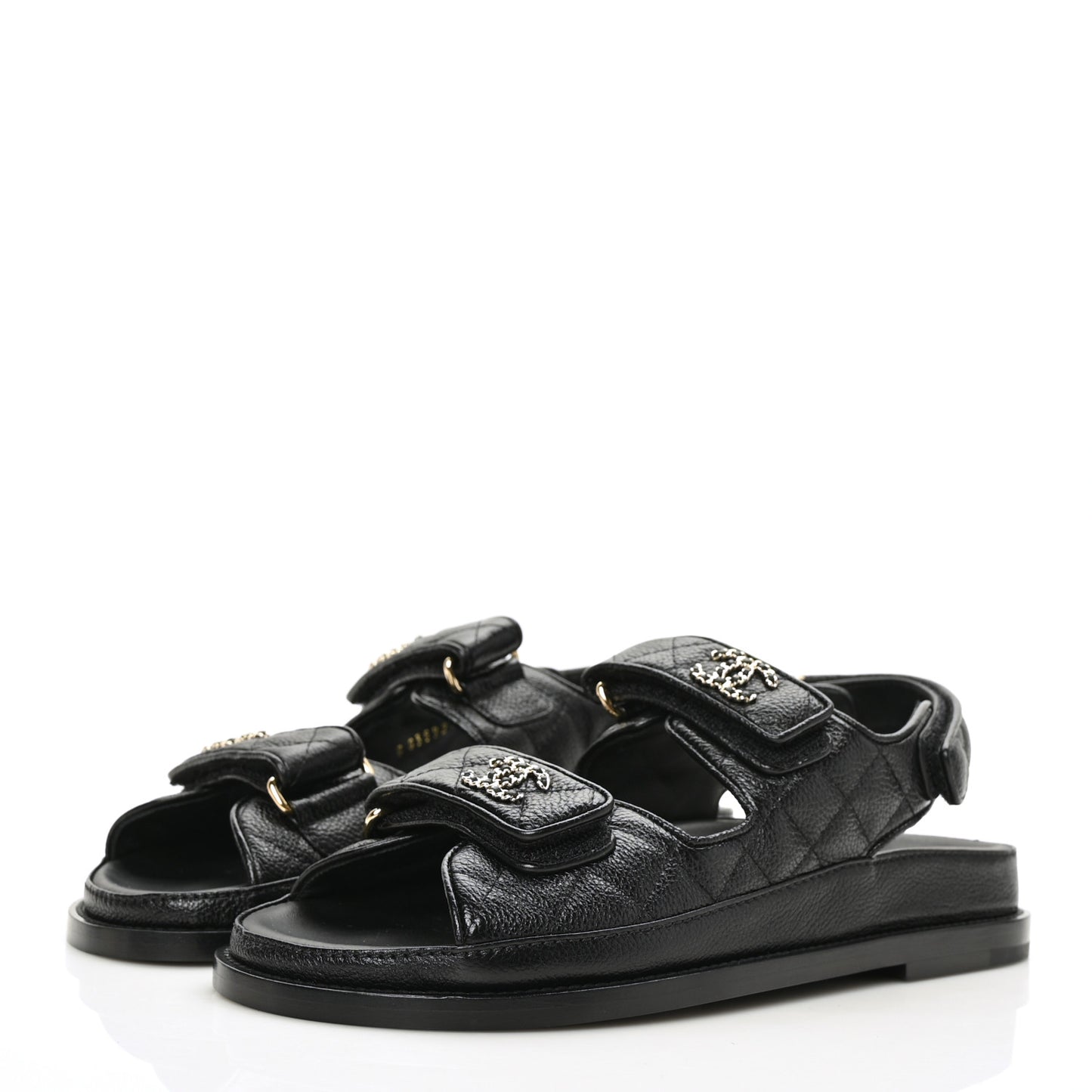 Grained Calfskin Velcro Dad Sandals 36.5 Black