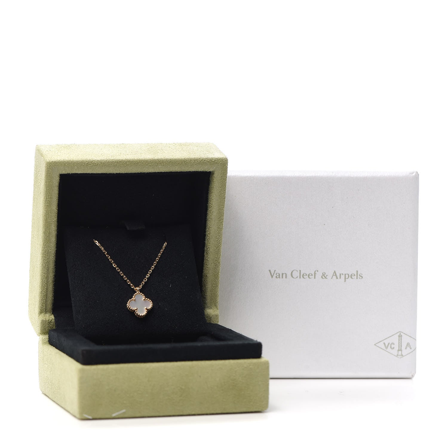 Van Cleef & Arpels 18K Yellow Gold Mother of Pearl Sweet Alhambra Pendant Necklace 8 of 8