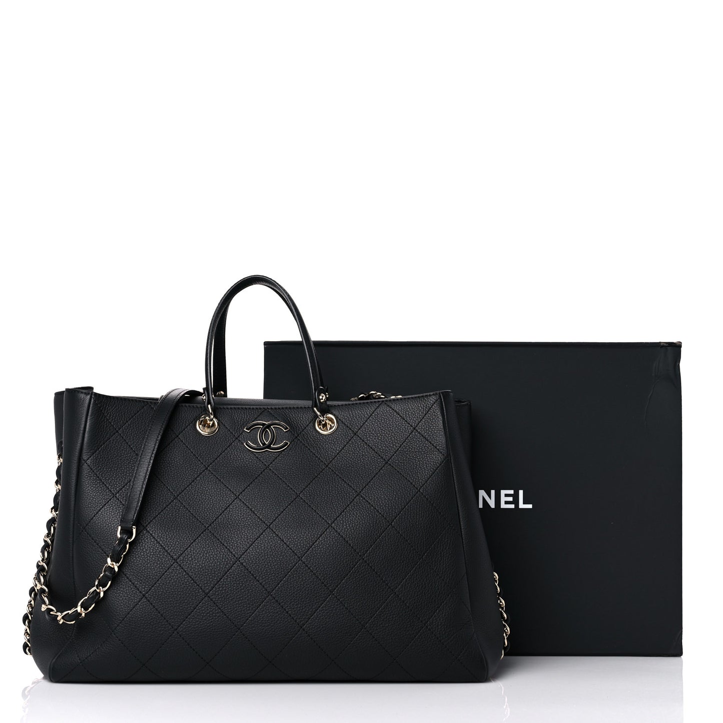 Bullskin Stitched Large Shopping Bag Black