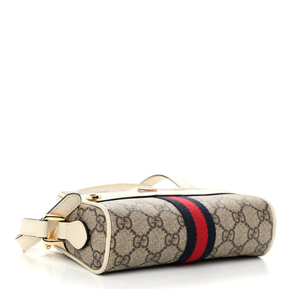 Gucci GG Supreme Monogram Textured Calfskin Web Mini Ophidia Shoulder Bag Beige Ebony Mystic White 4 of 10