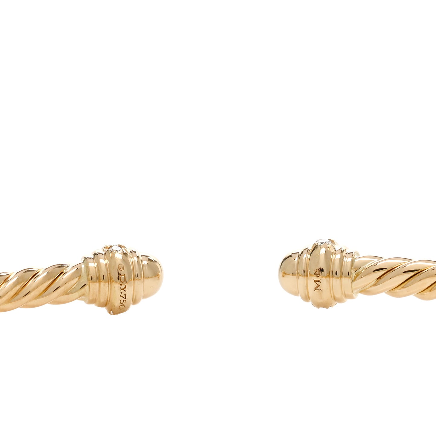 18K Yellow Gold Diamond 3mm Cablespira Bracelet