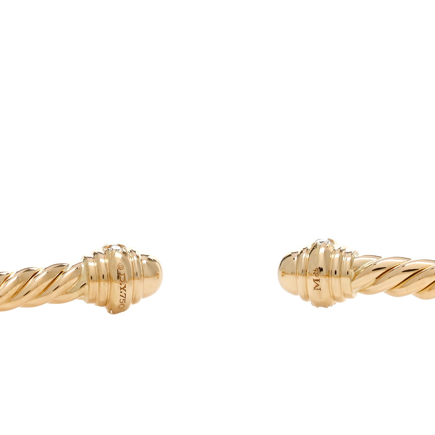 David Yurman 18K Yellow Gold Diamond 3mm Cablespira Bracelet 3 of 3