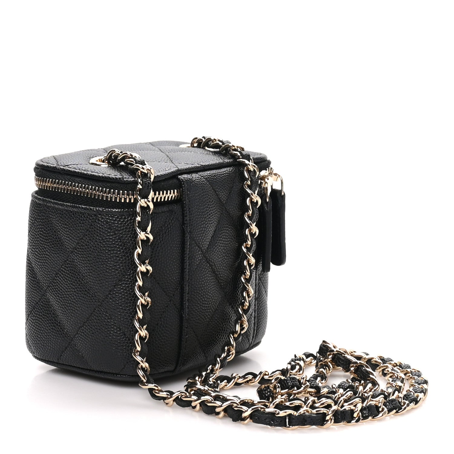 Chanel Caviar Quilted Mini Vanity Case With Chain Black 2 of 9