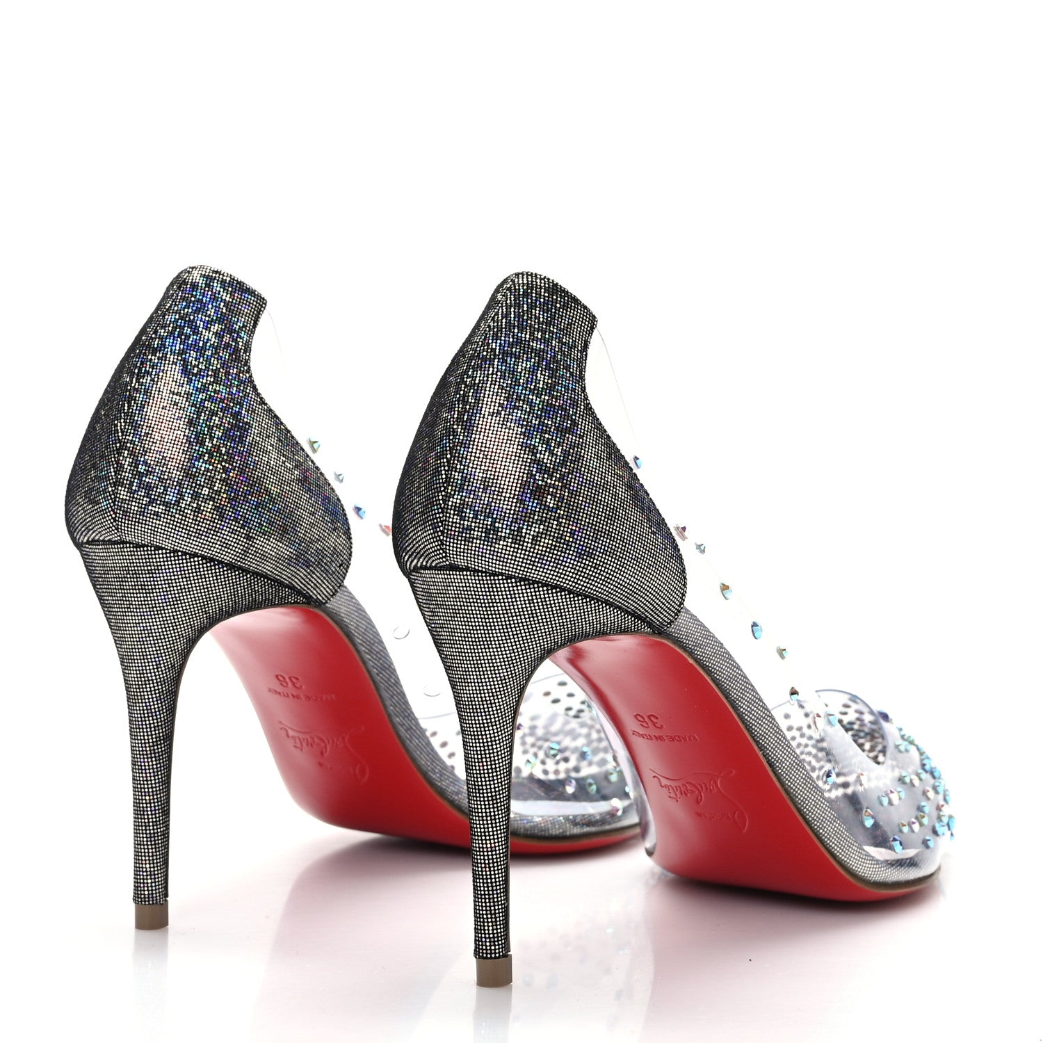 Christian Louboutin PVC Degrastrass 85 Pumps 36 Silver 4 of 7