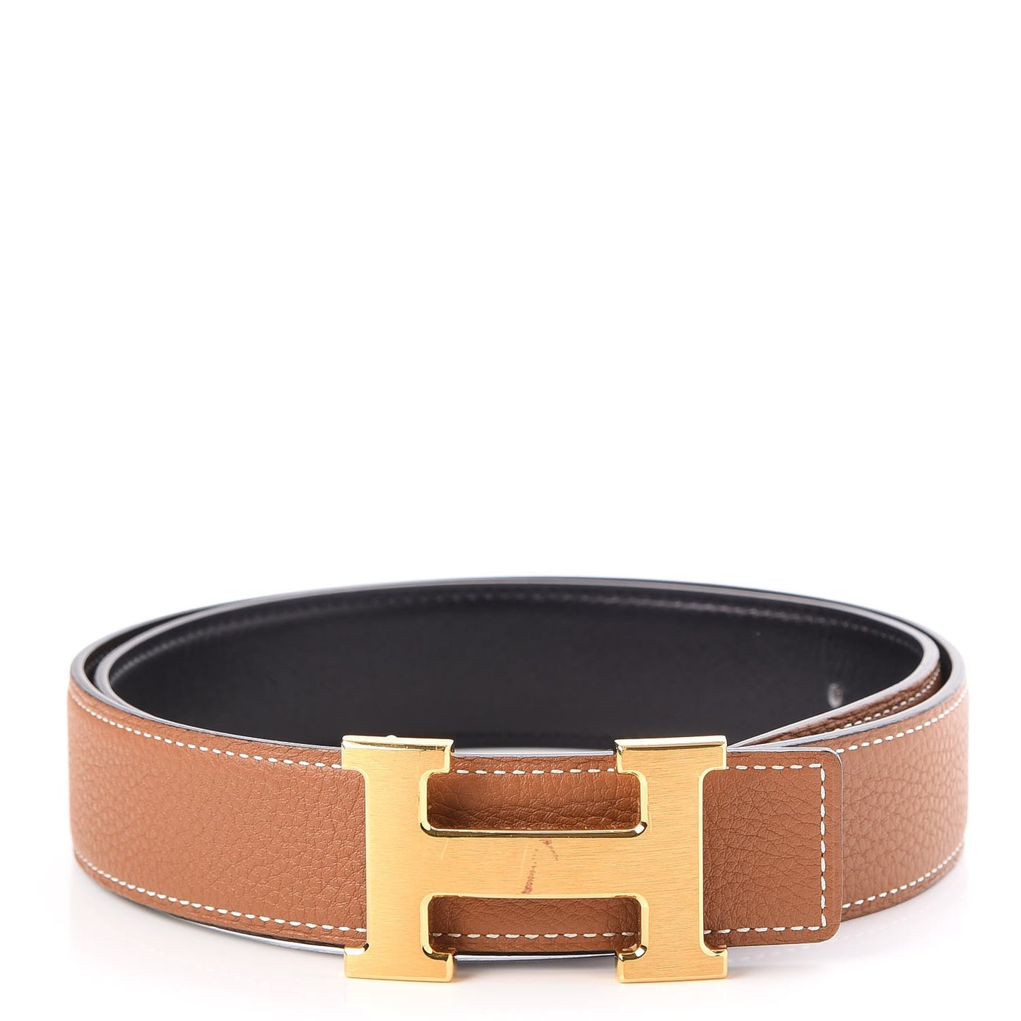 Box Taurillon Clemence 32mm H Belt 80 Black Gold