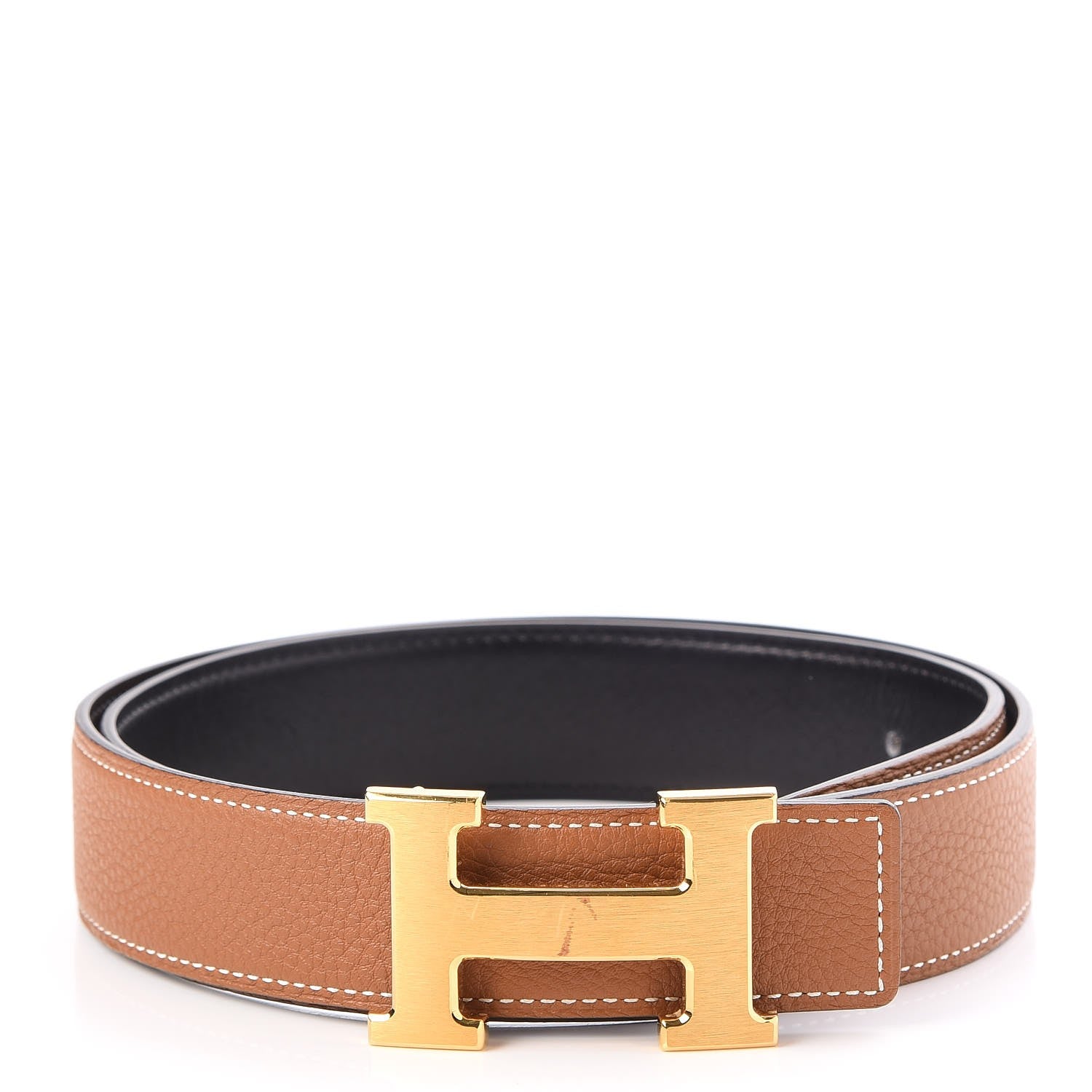 Hermes Box Taurillon Clemence 32mm H Belt 80 Black Gold 1 of 7