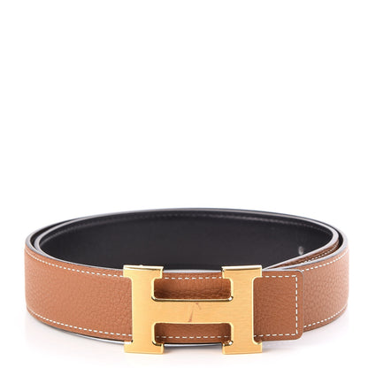 Hermes Box Taurillon Clemence 32mm H Belt 80 Black Gold 1 of 7