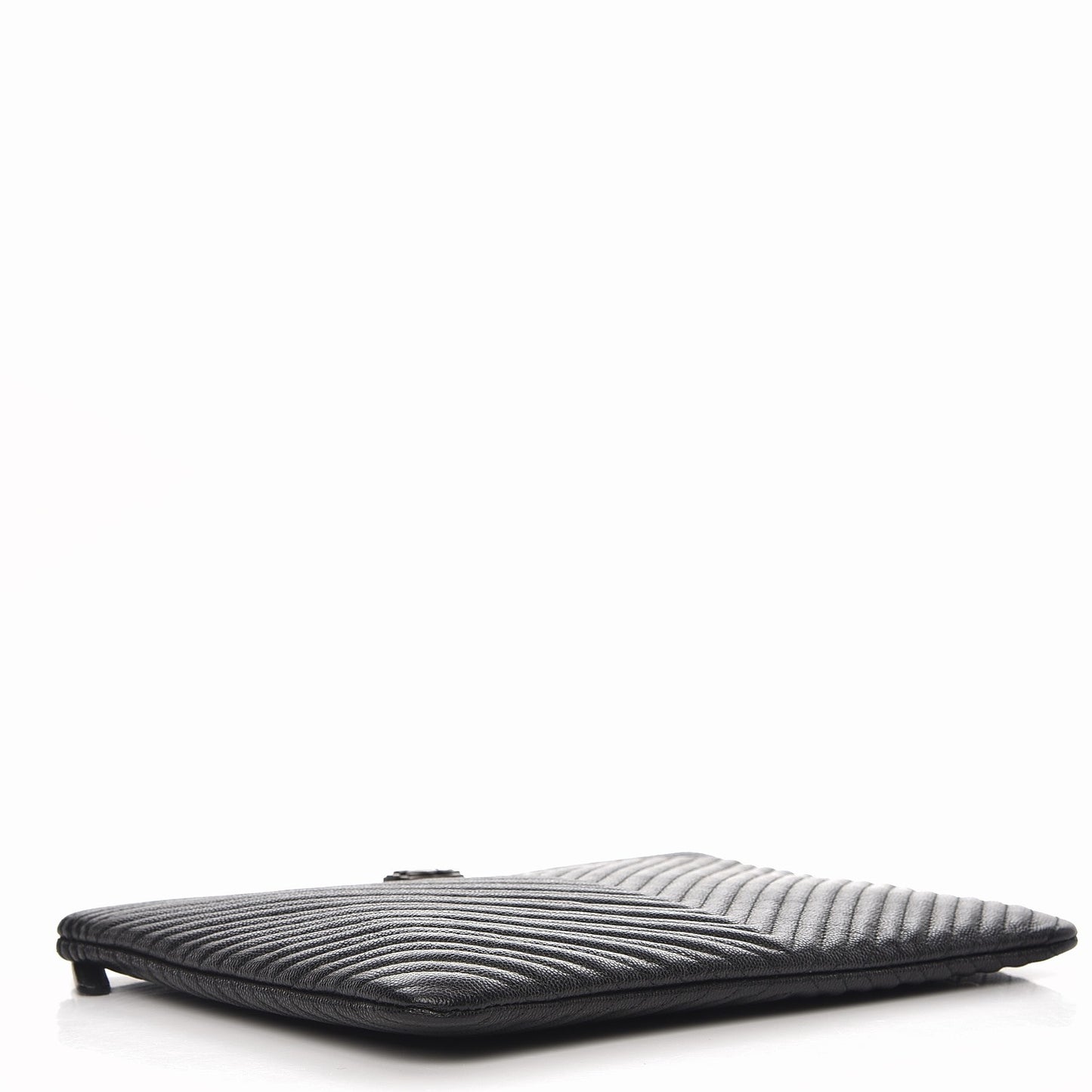 Caviar Chevron Quilted Medium Boy Cosmetic Case Black