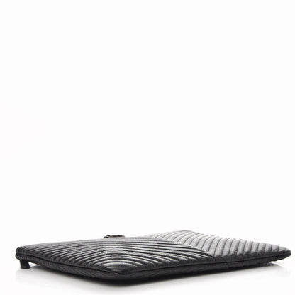 Chanel Caviar Chevron Quilted Medium Boy Cosmetic Case Black 4 of 7