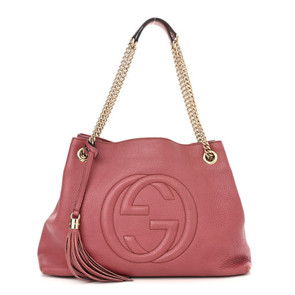 Gucci Pebbled Calfskin Medium Soho Chain Shoulder Bag Peonia Flower 1 of 18