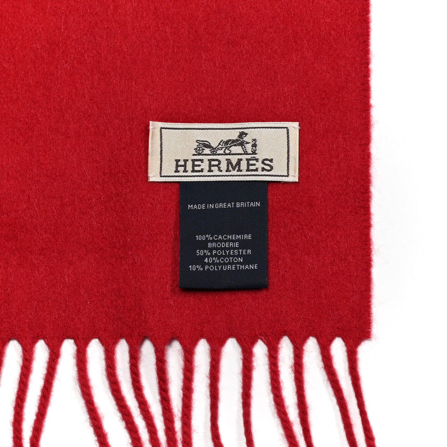 Cashmere Embroidered Tiger Fringe Scarf Red