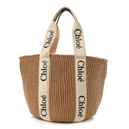 Chloe Raffia Large Woody Basket Bag White 1 of 10