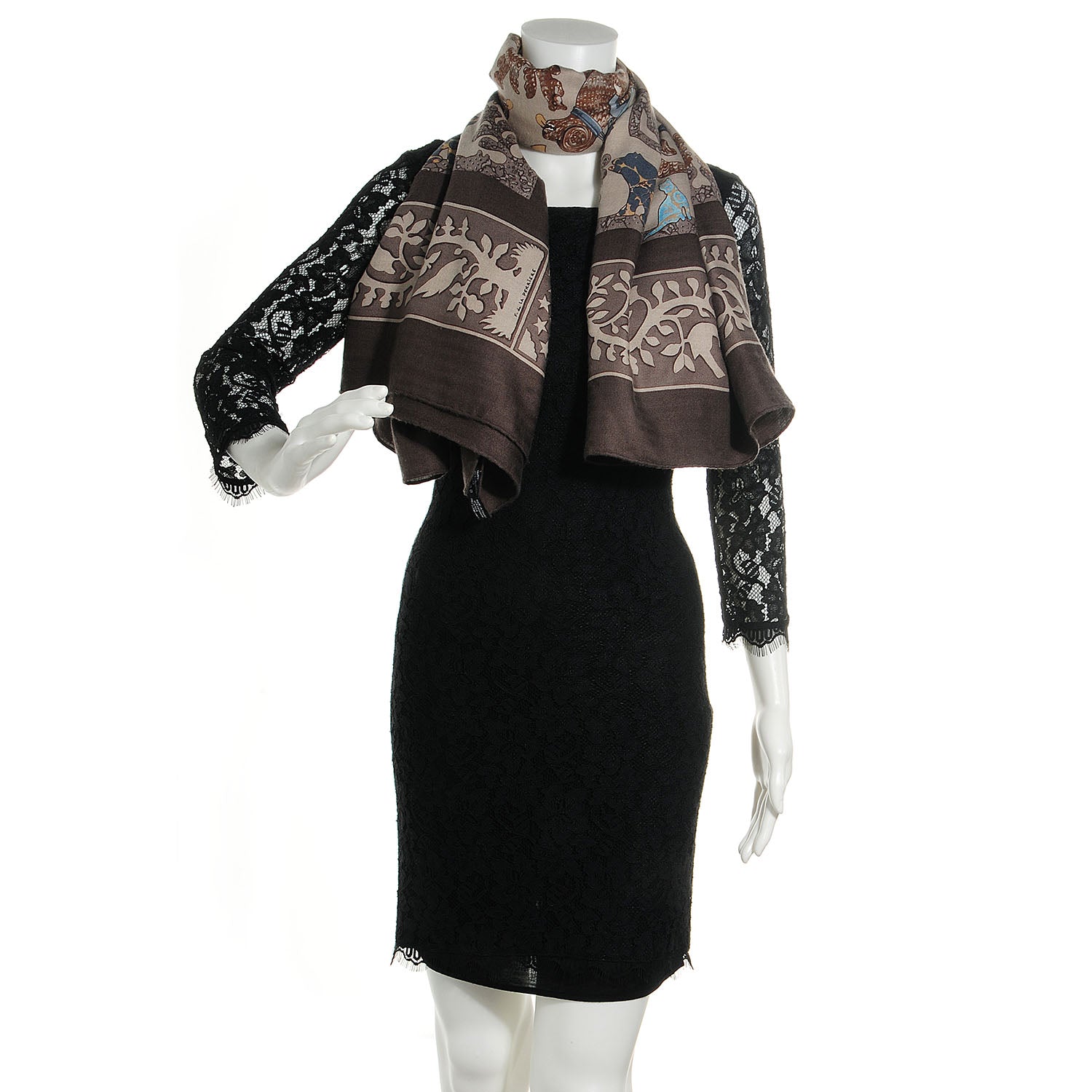 Hermes Cashmere Silk Early America Shawl 140 2 of 6