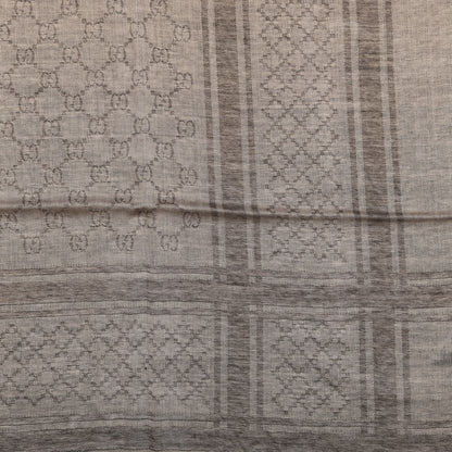 Gucci Wool Silk GG Monogram Diamante Plaid Surviee Shawl Beige Dark Brown 3 of 3