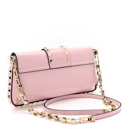 Valentino Garavani Brushed Calfskin Rockstud Flip Lock Chain Shoulder Bag Rose Quartz 3 of 10