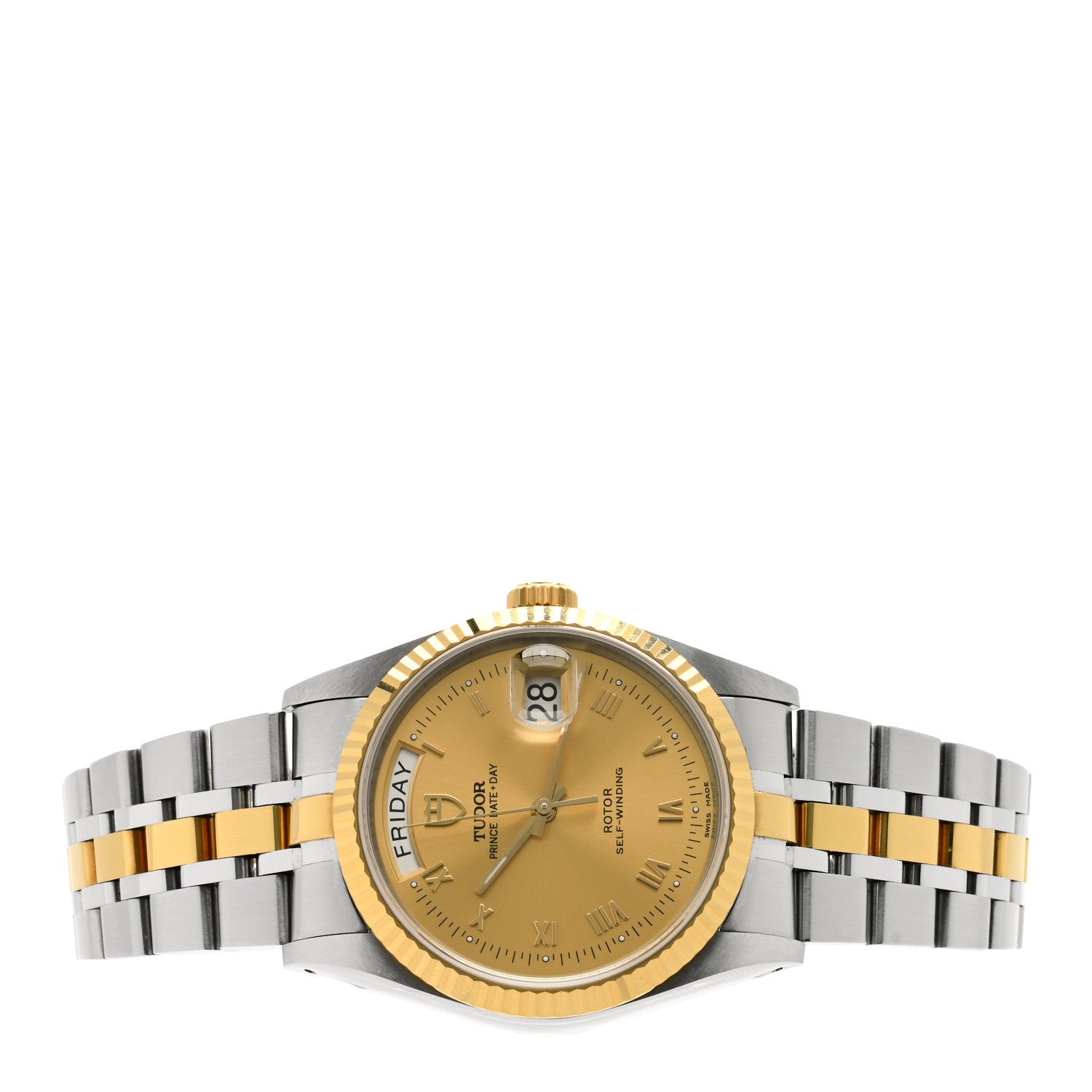TUDOR Stainless Steel 18K Yellow Gold 36mm Prince Day-Date Automatic Watch Champagne 76213 2 of 5