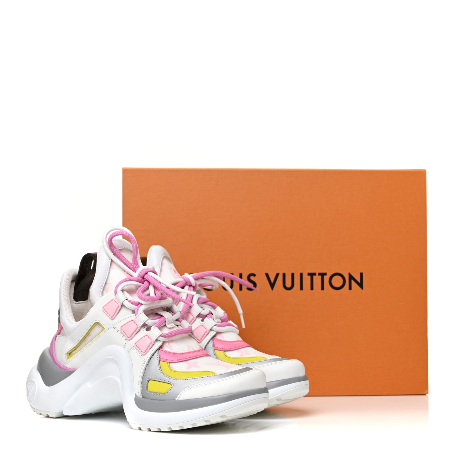 Louis Vuitton Calfskin Technical Nylon LV Archlight Sneakers 36 White Pink Yellow 7 of 7