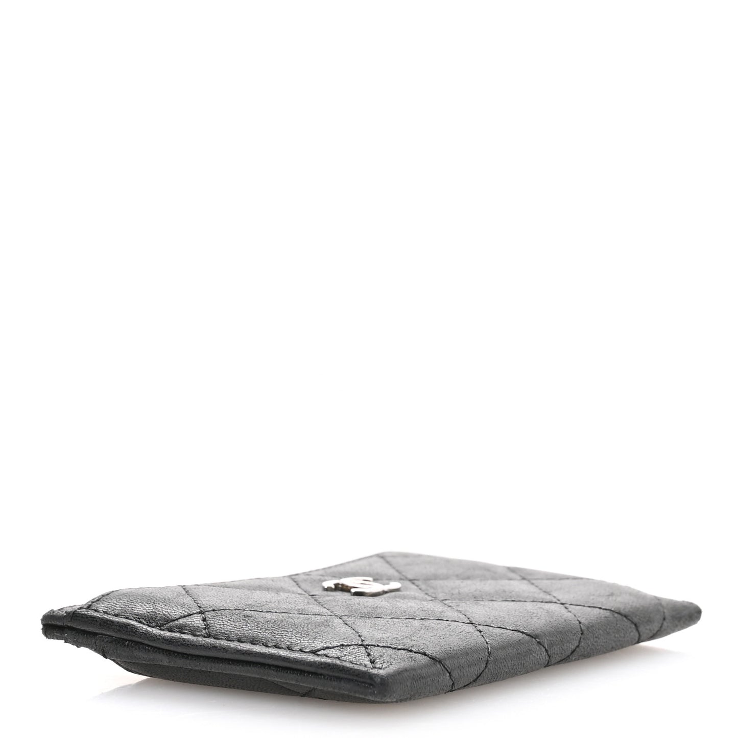 Lambskin Quilted Card Holder Black